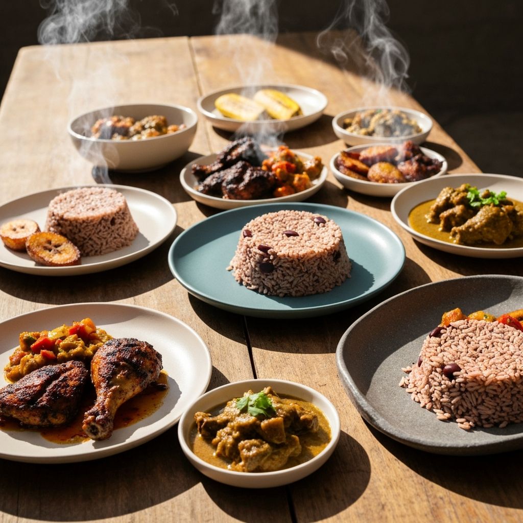 Caribbean food spread