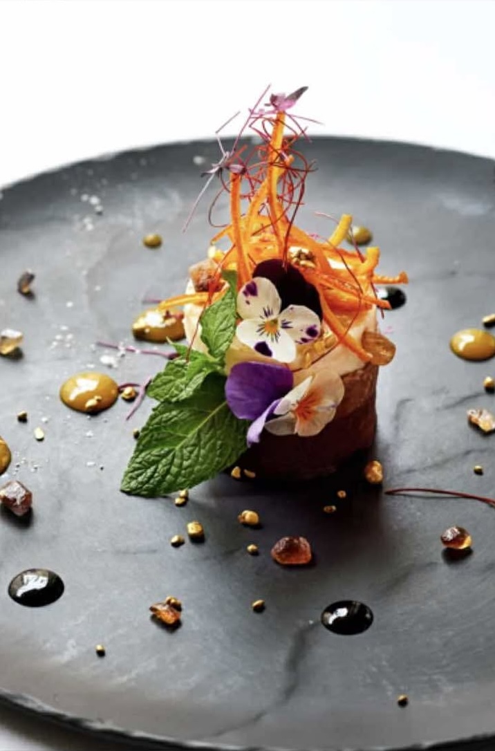 Mark's signature Michelin-level dish - beautifully plated fine dining creation